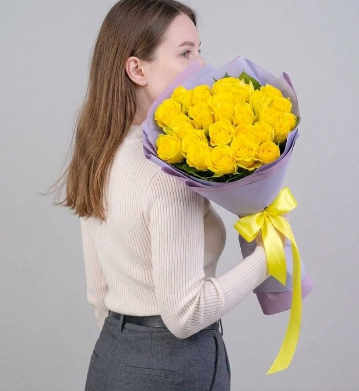 Моно-букет из желтых роз