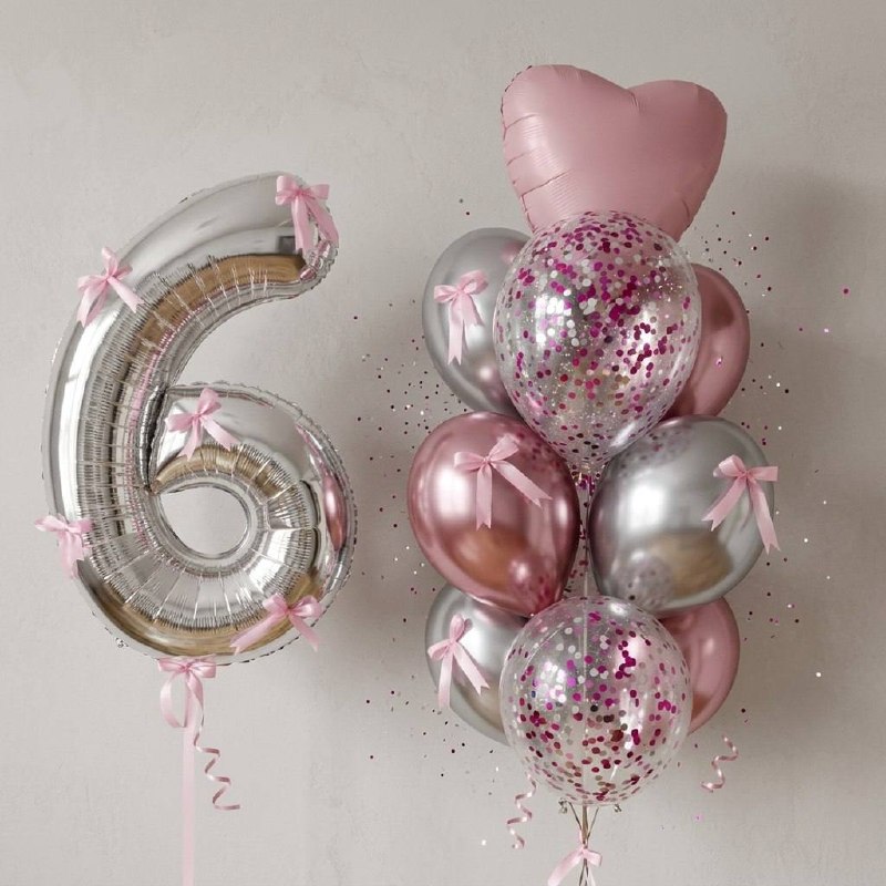 Набор шаров «Шестёрка с конфетти»